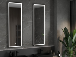Mexen Coro осветено огледало за баня 50 x 150 см, LED 6000K, антифог, черна рамка - 9817-050-150-611-70