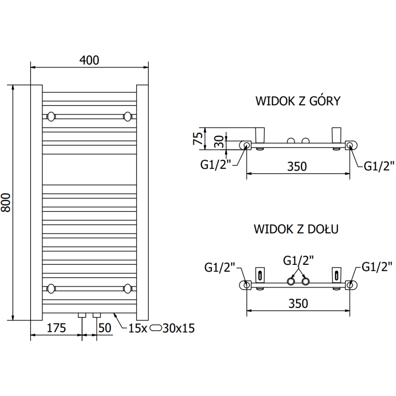 Mexen Hades радиатор за баня 800 x 400 мм, 320 W, бял - W104-0800-400-00-20