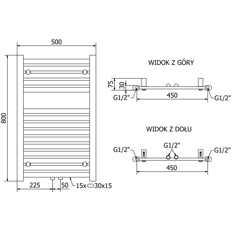Mexen Hades радиатор за баня 800 x 500 мм, 386 W, бял - W104-0800-500-00-20