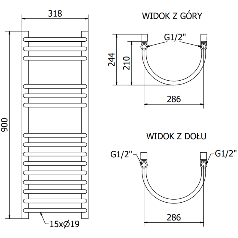 Mexen Eros радиатор за баня 900 x 318 mm, 315 W, черен - W112-0900-318-00-70