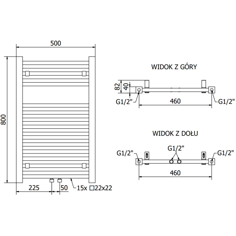 Mexen Pluton радиатор за баня 800 x 500 мм, 410 W, черен - W106-0800-500-00-70