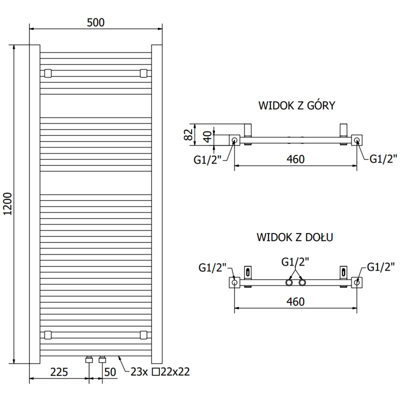 Mexen Pluton банен радиатор 1200 x 500 мм, 625 W, черен - W106-1200-500-00-70