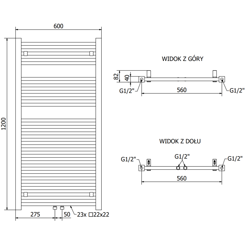 Mexen Pluton радиатор за баня 1200 x 600 мм, 726 W, бял - W106-1200-600-00-20