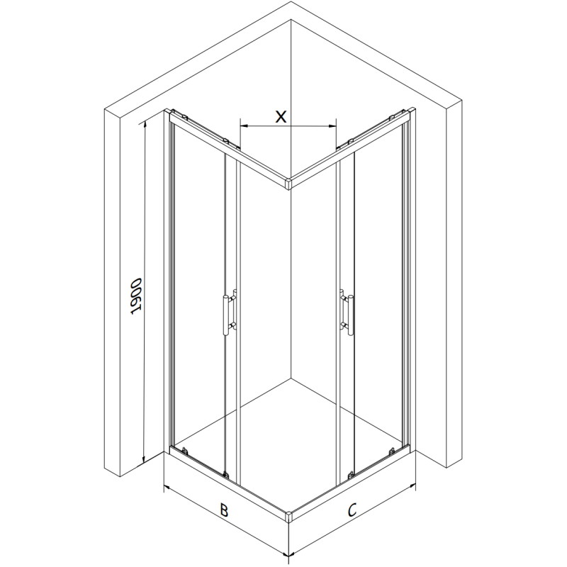 Mexen Rio квадратна душ кабина 90 x 90 см, графит, злато + корито Flat, бял