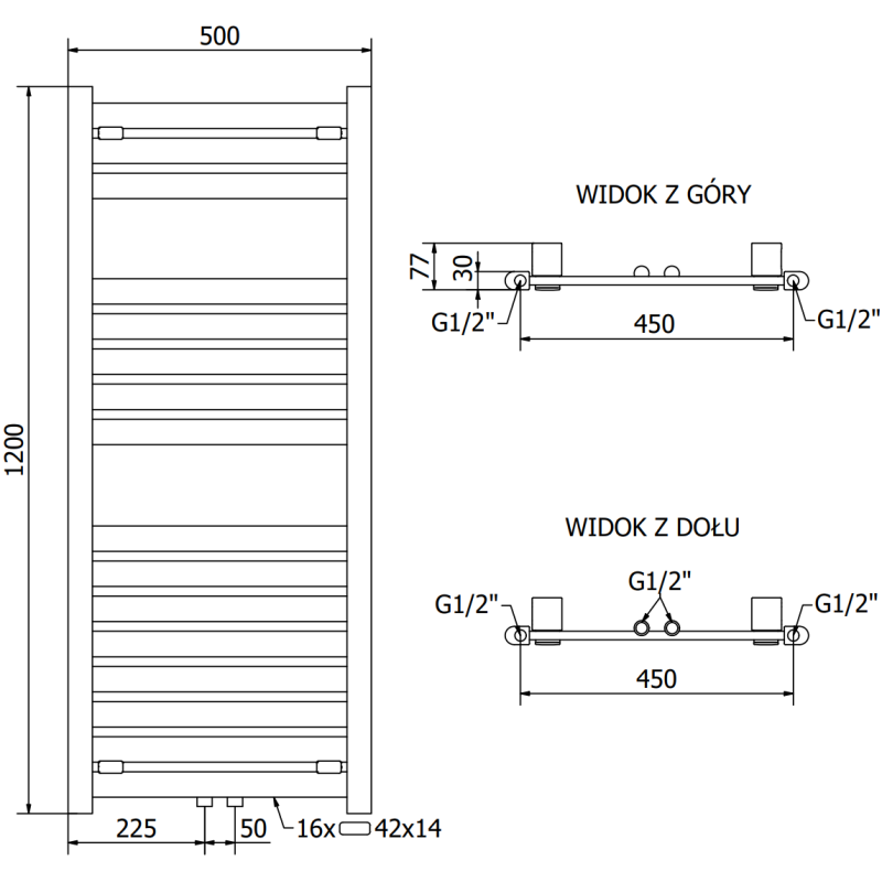 Mexen Uran радиатор за баня 1200 x 500 mm, 534 W, антрацит - W105-1200-500-00-66