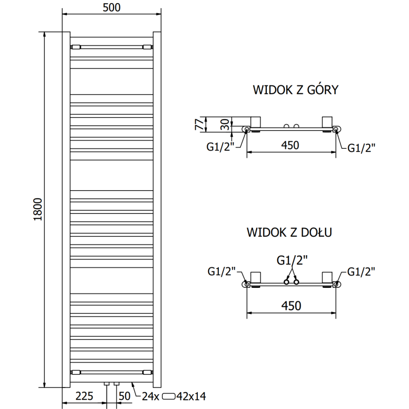 Mexen Uran радиатор за баня 1800 x 500 мм, 801 W, бял - W105-1800-500-00-20