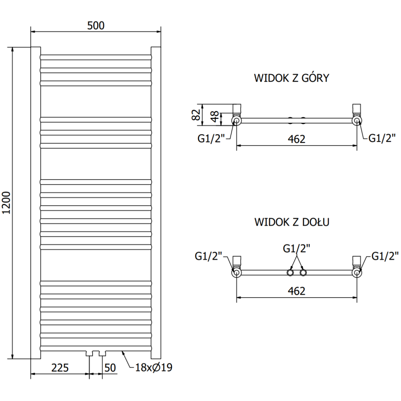 Mexen Yodo радиатор за баня 1200 x 500 мм, 382 W, черен - W113-1200-500-00-70