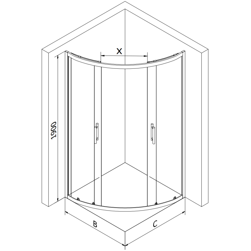 Mexen Rio полукръгла душ кабина 90 x 90 см, прозрачна, черна + поддушово корито Rio, бяло - 863-090-090-70-00-4710