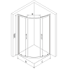 Mexen Rio душ кабина полукръгла 90 x 90 см, графит, хром + под душ Flat, черен - 863-090-090-01-40-4170