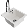 Mexen Vito гранитна мивка с 1 камера с кухненски смесител Aster, бял - 6503-20-73450-07-B