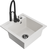 Mexen Vito гранитна мивка с 1 камера с кухненски кран Aster, бял - 6503-20-73450-70-B