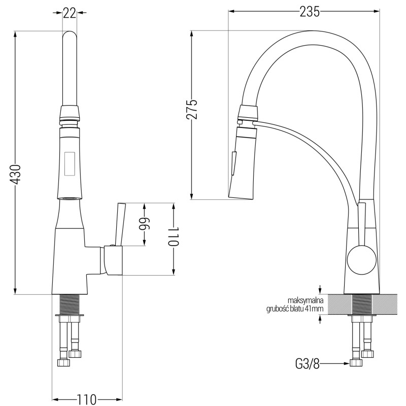 Mexen Vito гранитна мивка с 1 камера и кухненски смесител Aster, сив - 6503-71-73450-07