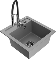 Mexen Vito гранитна мивка с 1 корито и кухненски смесител Aster, сив