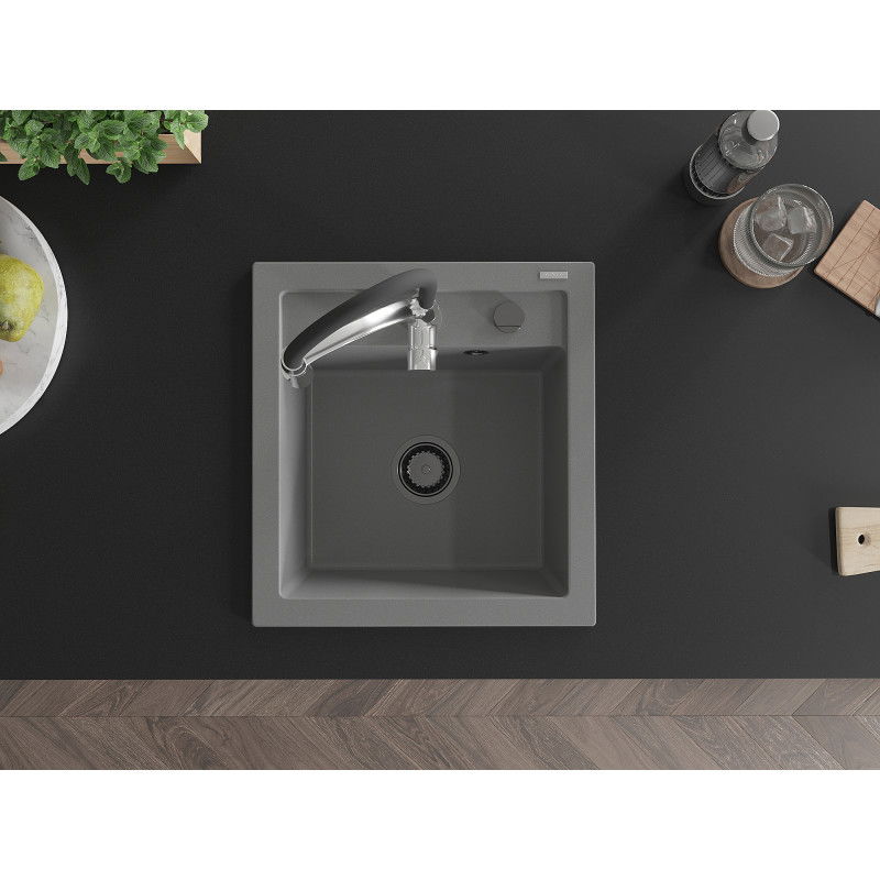 Mexen Vito гранитна мивка с 1 корито и кухненски смесител Aster, сив