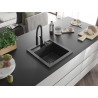 Mexen Vito гранитна мивка с 1 корито с кухненски смесител Aster, черен пръскащ