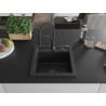 Mexen Vito гранитна мивка 1-коморна с кухненски смесител Aster, черна - 6503-77-73450-70-B
