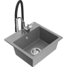Mexen Milo гранитна мивка с 1 отделение с кухненски смесител Aster, сив - 6505-71-73450-07