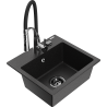 Mexen Milo гранитна мивка с 1 отделение с кухненски смесител Aster, черен/сребрист металик - 6505-73-73450-07-B
