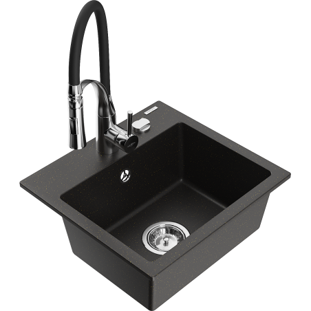 Mexen Milo гранитна мивка с 1 отделение с кухненски смесител Aster,