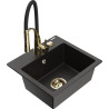 Mexen Milo гранитна мивка с 1 камера с кухненски смесител Aster, черен/златен