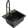 Mexen Milo гранитна мивка с 1 камера и кухненски смесител Aster, черно/златисто металик - 6505-75-73450-57-B