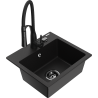 Mexen Milo еднокамерен гранитен мивка с кухненски смесител Aster, черен - 6505-77-73450-70-B