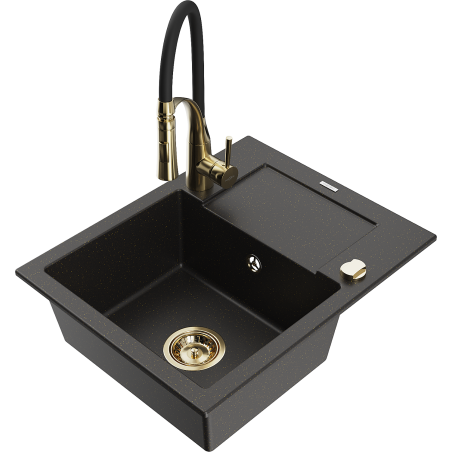 Mexen Enzo гранитна мивка с 1 отделение с отцедник и кухненски смесител Aster,