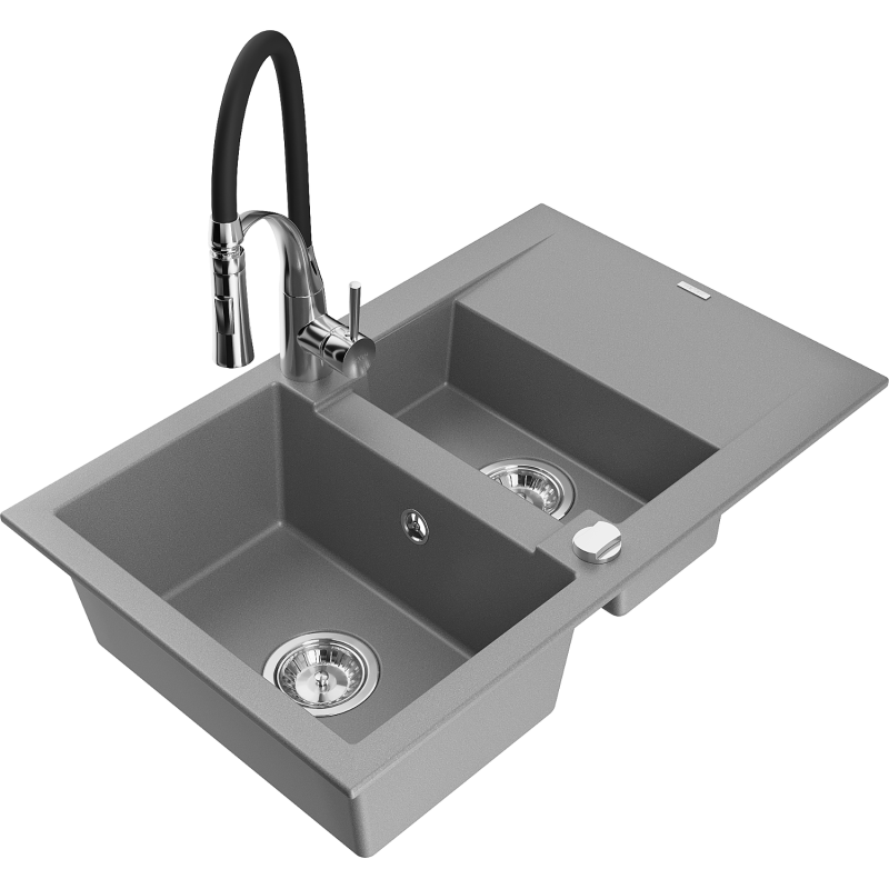 Mexen Gaspar гранитна кухненска мивка с 1,5 корита и сушилня и кухненски