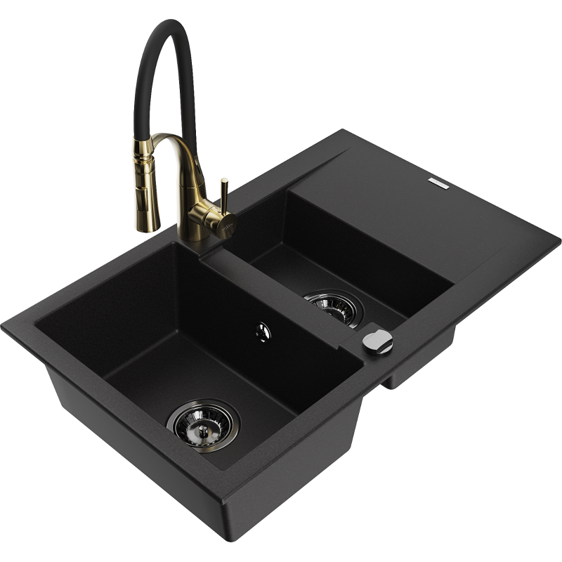 Mexen Gaspar гранитна кухненска мивка с 1,5 камери и отцедник, с кухненски