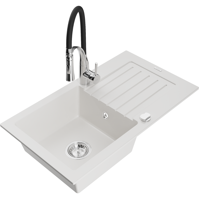 Mexen Pablo гранитна мивка с 1 отделение, с изсушител и кухненски смесител