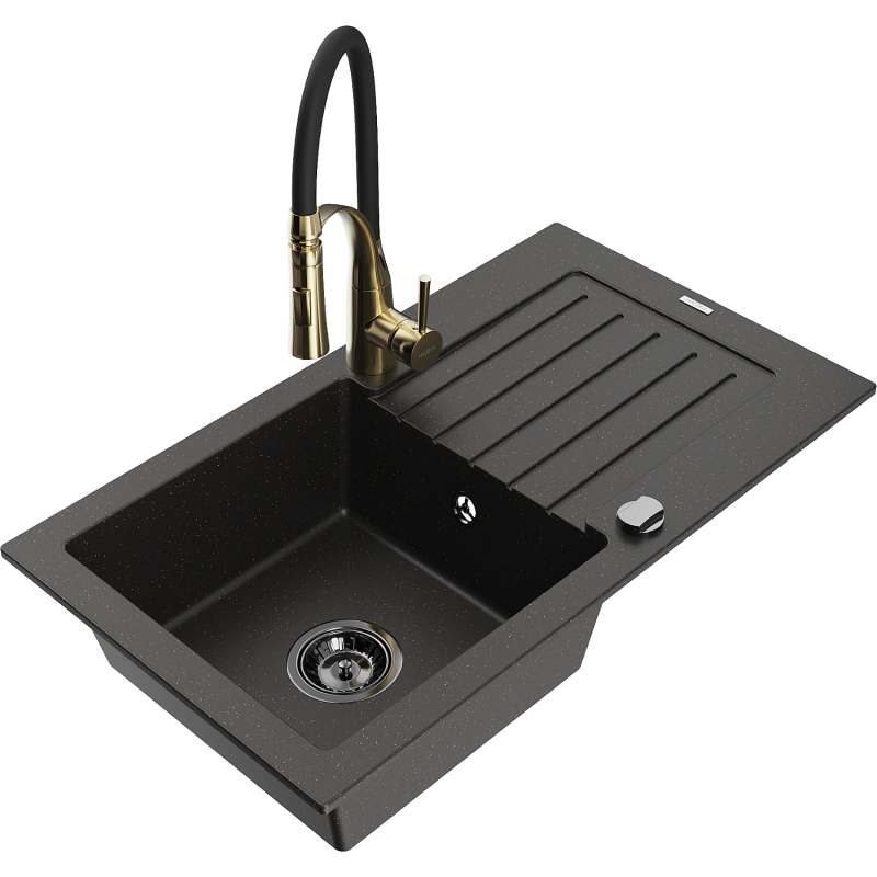 Mexen Pablo гранитна кухненска мивка с 1 корито с отцедник и кухненски