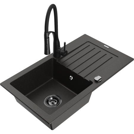 Mexen Pablo гранитна мивка с 1 камера с отцедник и кухненски смесител Aster,