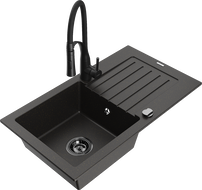 Mexen Pablo гранитна мивка с 1 камера с отцедник и кухненски смесител Aster,