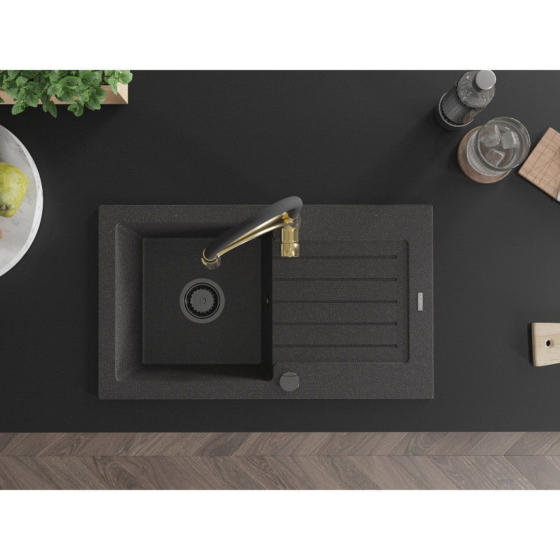 Mexen Pablo гранитна мивка с 1 отделение с отцедник и кухненски кран Aster,