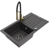 Mexen Pablo гранитна мивка с 1 отделение с отцедник и кухненски кран Aster,