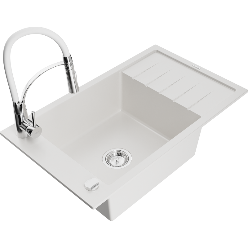 Mexen Elias гранитна мивка с 1 корито с отцедище и кухнянски смесител Aster,