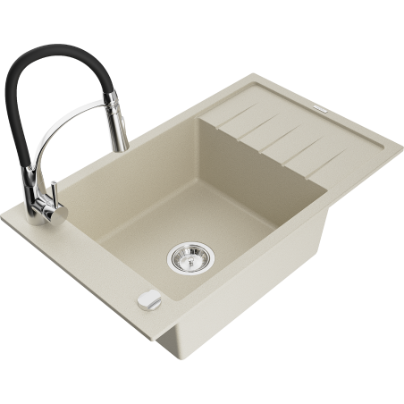 Mexen Elias гранитна мивка с 1 камера с отцедник и кухненски смесител Aster,
