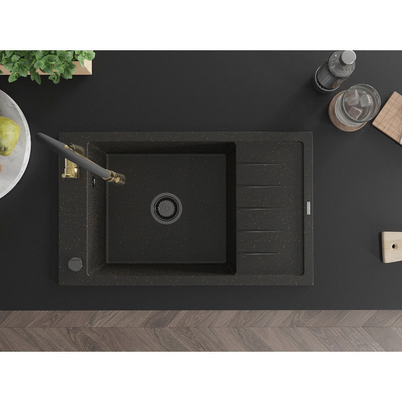 Mexen Elias гранитна кухненска мивка с 1 басейн с отцедник и кухненски