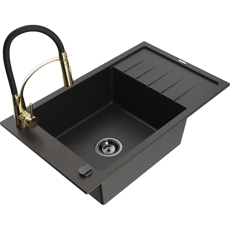 Mexen Elias гранитна кухненска мивка с 1 басейн с отцедник и кухненски