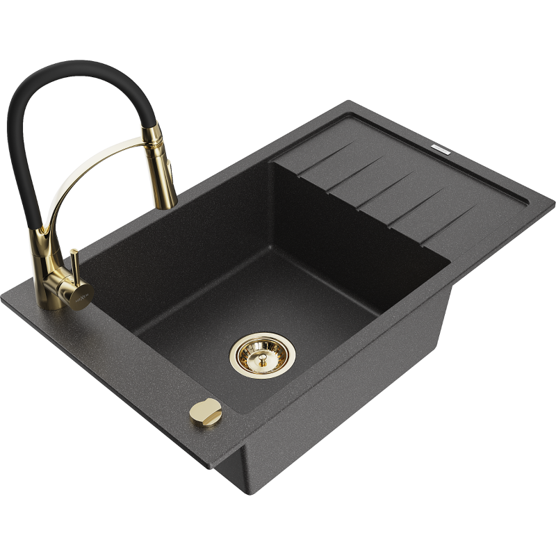 Mexen Elias гранитна кухненска мивка с 1 отделение с отцедник и кухненски