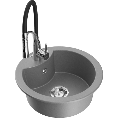 Mexen Diego гранитна кухненска мивка с 1 отделение и кухненски смесител Aster,