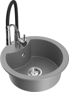 Mexen Diego гранитна кухненска мивка с 1 отделение и кухненски смесител Aster,