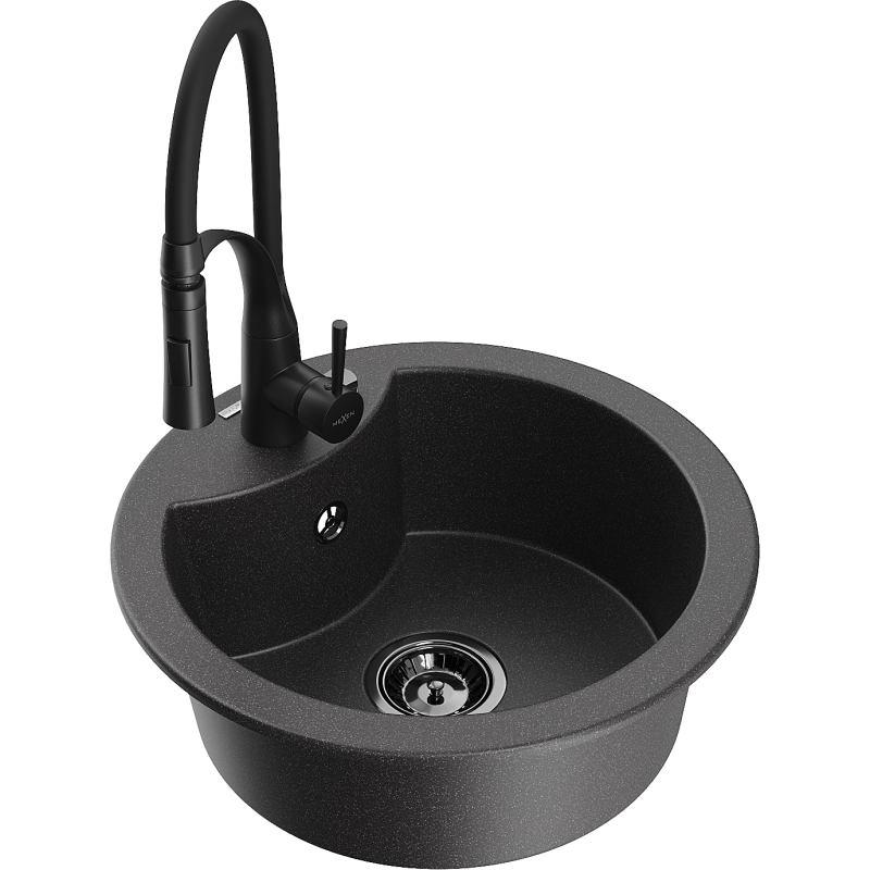 Mexen Diego гранитна кухня мивка с 1 отделение с кухненски смесител Aster,