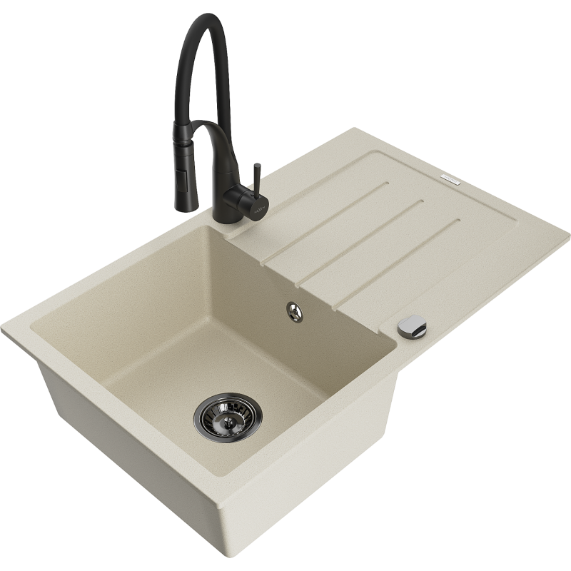 Mexen Bruno гранитна мивка с 1 отделение със сушилник и кухненски смесител