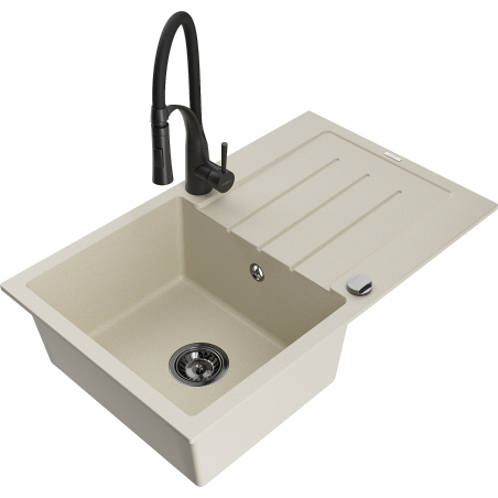 Mexen Bruno гранитна мивка с 1 отделение със сушилник и кухненски смесител