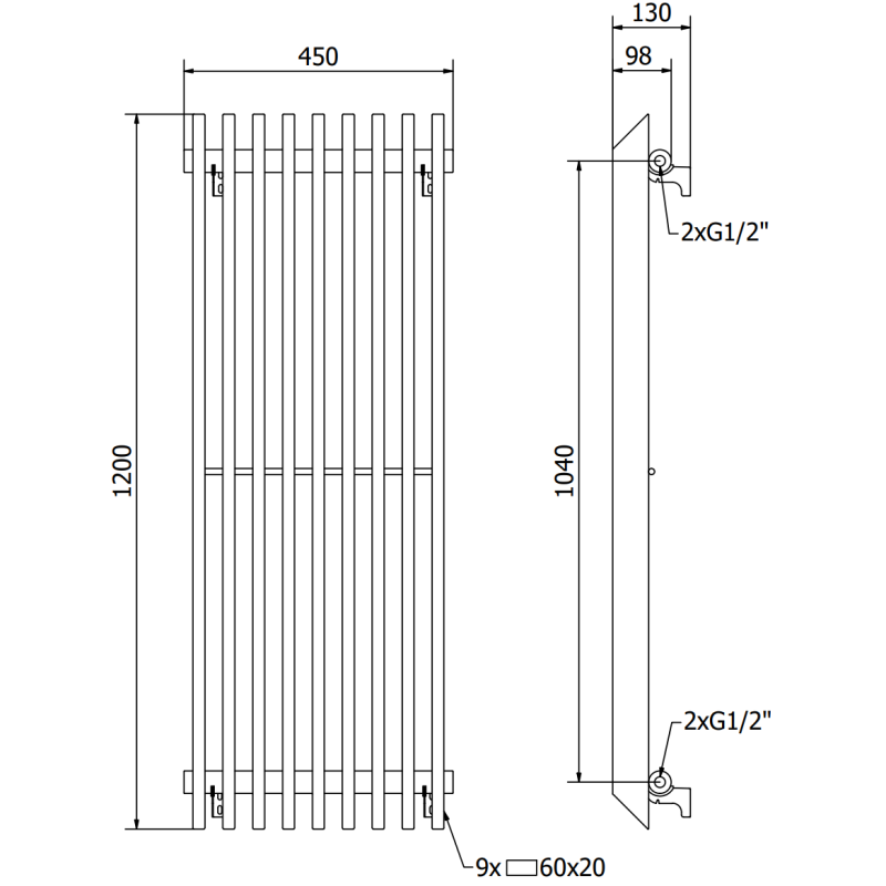 Mexen Aurora декоративен радиатор 1200 x 450 мм, 917 W, бял - W212-1200-450-00-20