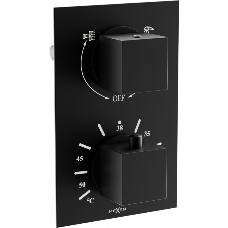 Mexen Cube термостатичен смесител за вана и душ с 2 изхода, черен - 77502-70