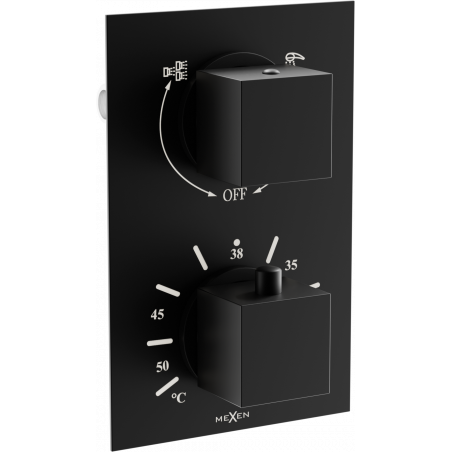 Mexen Cube термостатичен смесител за вана и душ с 2 изхода, черен - 77502-70