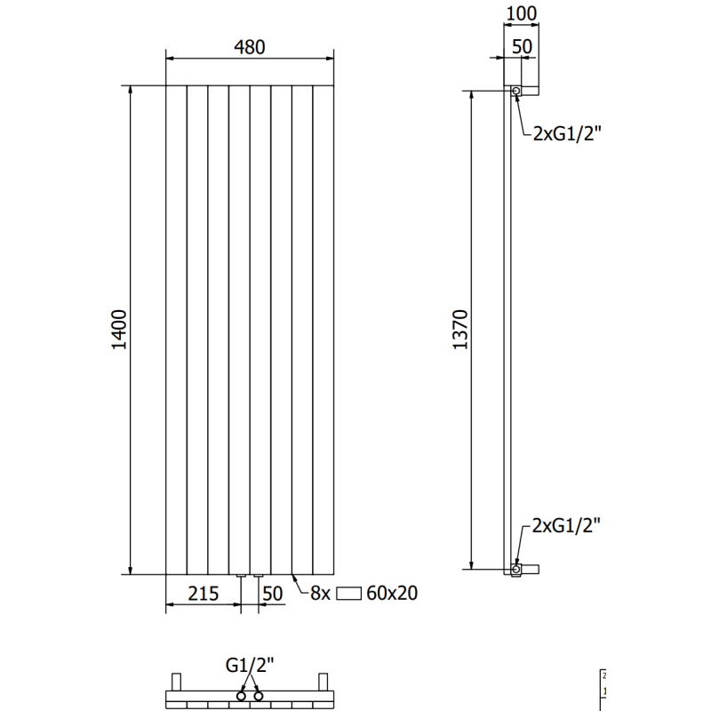Mexen Topeka декоративен радиатор 1400 x 480 mm, 950 W, черен - W210-1400-480-00-70
