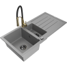 Mexen Andres гранитна мивка с 1,5 камери с капковник и кухненски смесител Aster, сив - 6515-71-73450-57-B